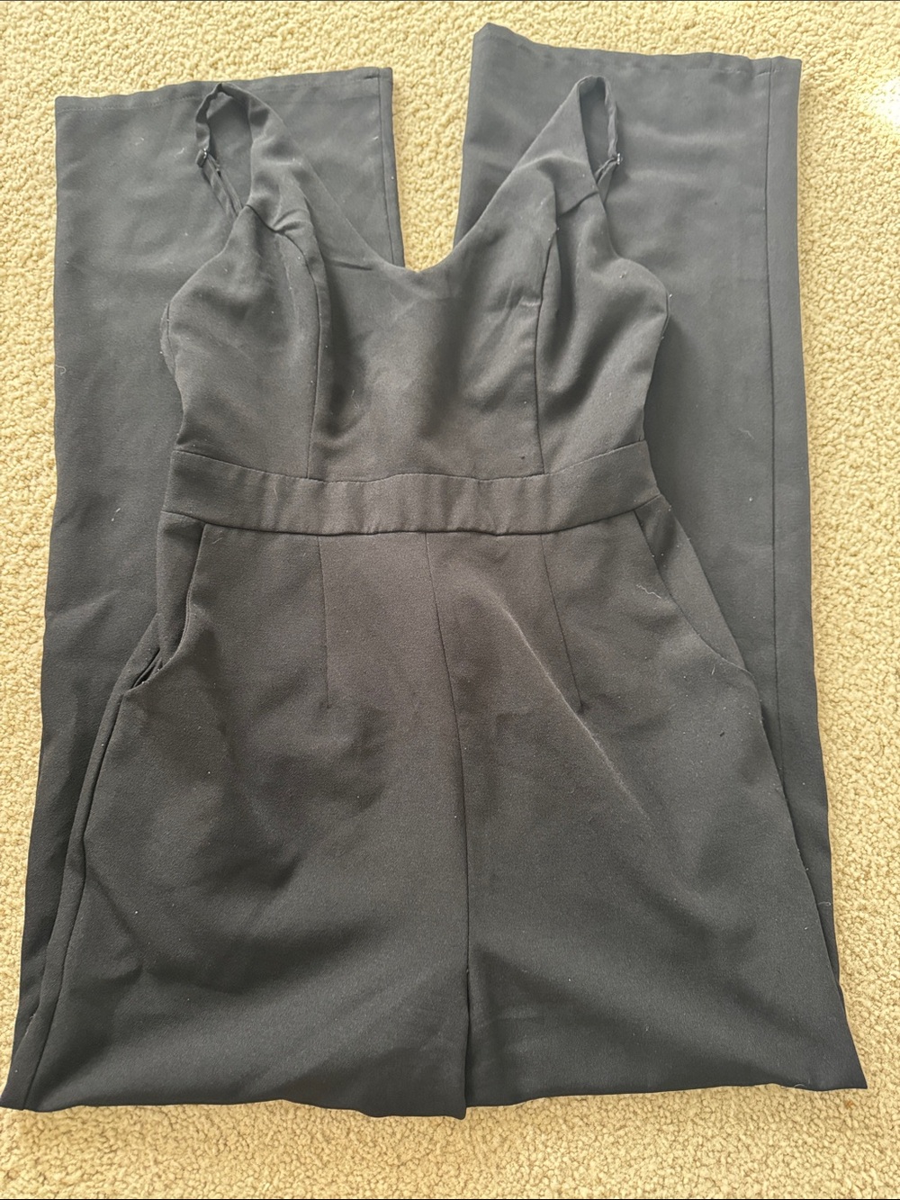 Charlotte Russe Black V-Neck Wide-Leg Jumpsuit